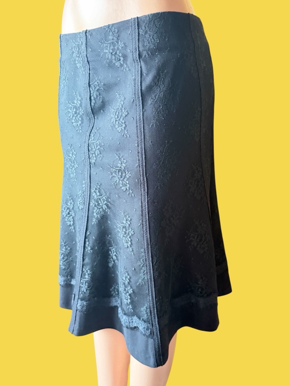 Black Floral Lace A-Line practical magic office siren Skirt sz 10 glam formal - Picture 2 of 6